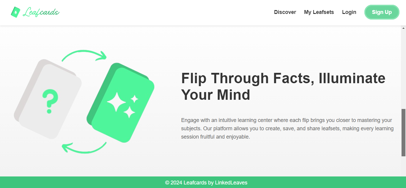 leafcards landing page